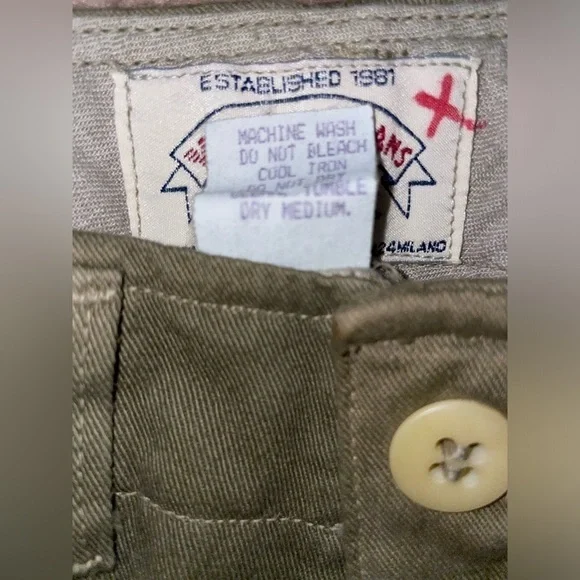 Armani Jeans Khaki Pants Mens Size 30/34 Olive Green Flat Front Casual Cotton - Picture 5 of 11